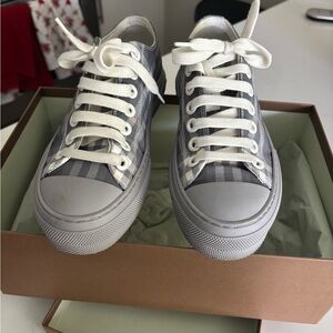 Burberry Gray and White Check Women's Sneakers